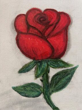 Hand-Painted Red Rose Canvas Art